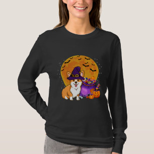 Corgi Witch Autumn Fall Pumpkin Halloween Costume T-Shirt