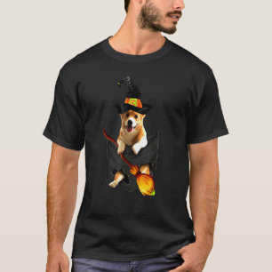 Corgi Witch Pocket Halloween Dog T-Shirt