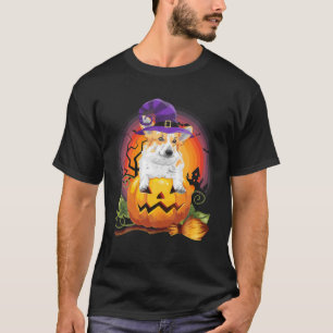 Corgi Witch Pumpkin Halloween Dog Lover Costume T-Shirt