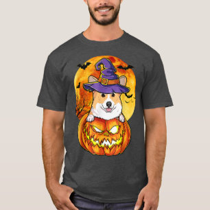 Corgi Witch Pumpkin Halloween Dog Lover Funny T-Shirt
