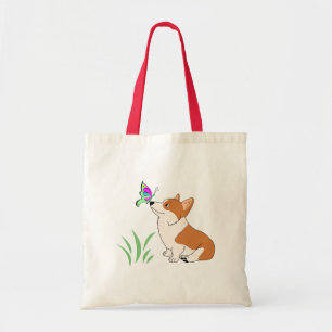 Corgi with Butterfly and Grass-1.png Tote Bag
