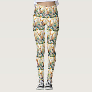 Corgi with Easter Eggs Holiday Leggings