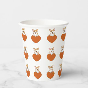 Corgi With Heart Cute   Paper Cups