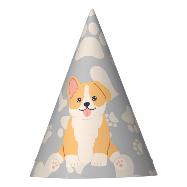 Corgi With Hearts Pastel Party Hat (Front)