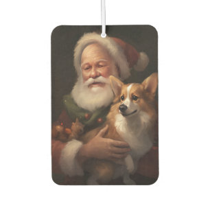 Corgi With Santa Claus Festive Christmas Car Air Freshener