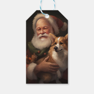 Corgi With Santa Claus Festive Christmas Gift Tags