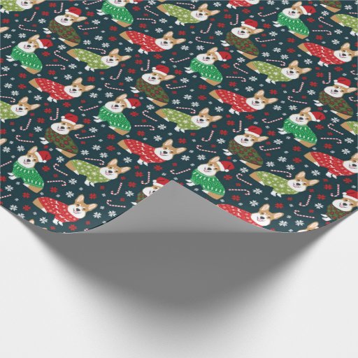 Image of corgi xmas sweaters wrapping paper
