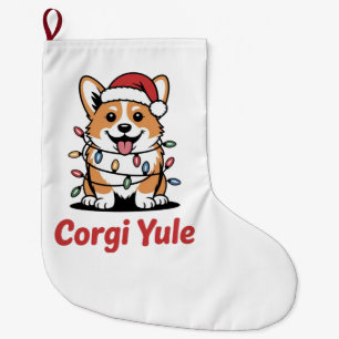 Corgi Yule Funny Christmas Kawaii Corgi Dog Lover Large Christmas Stocking