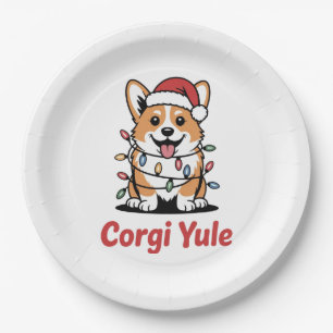 Corgi Yule Funny Christmas Kawaii Corgi Dog Lover Paper Plate