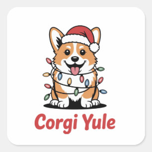 Corgi Yule Funny Christmas Kawaii Corgi Dog Lover Square Sticker