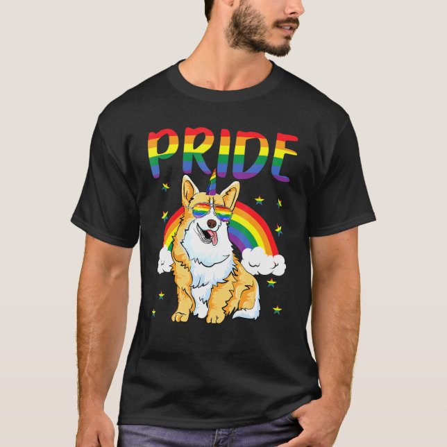 Corgicorn Unicorn Corgi Pride Lgbt Rainbow T-Shirt (Front)