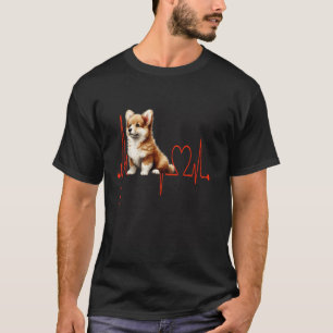 Corgipoo ( Corgi + Poodle) Dog Heartbeat Funny Dog T-Shirt
