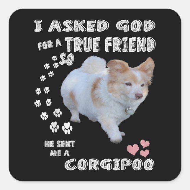 Corgipoo Lover, Cockerpoo Mum, Corgi Poodle Dad Square Sticker (Front)