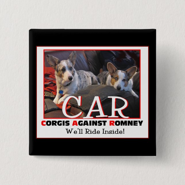 Corgis Against Romney pin (Front)