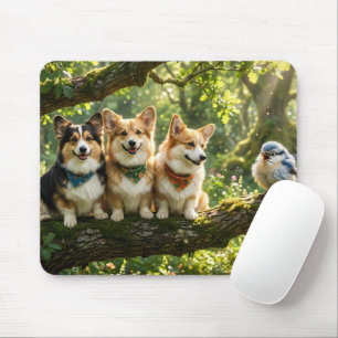 Corgis and Bird Mouse Mat