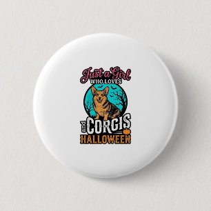 Corgis and Halloween Girl Vintage Engraving Shirt 6 Cm Round Badge