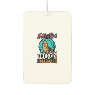 Corgis and Halloween Girl Vintage Engraving Shirt  Car Air Freshener