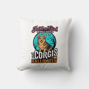 Corgis and Halloween Girl Vintage Engraving Shirt Cushion