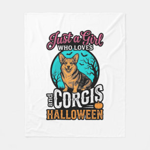 Corgis and Halloween Girl Vintage Engraving Shirt  Fleece Blanket