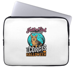Corgis and Halloween Girl Vintage Engraving Shirt Laptop Sleeve