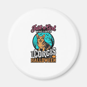 Corgis and Halloween Girl Vintage Engraving Shirt Magnet