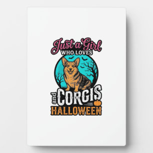 Corgis and Halloween Girl Vintage Engraving Shirt Plaque
