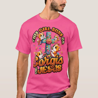 Corgis And Jesus Cute Corgis Christian Cross Girls T-Shirt