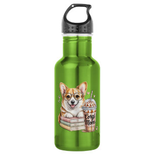 Corgis Books and Iced Coffee for Dog 532 Ml Water Bottle