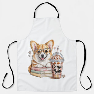 Corgis Books and Iced Coffee for Dog Apron