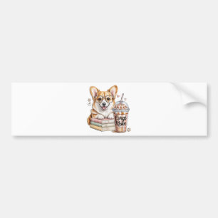 Corgis Books and Iced Coffee for Dog Bumper Sticker