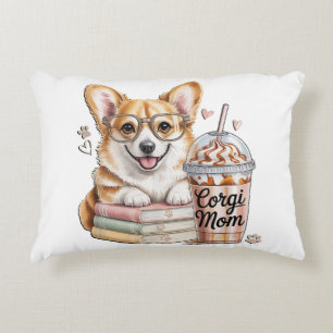 Corgis Books and Iced Coffee for Dog Decorative Cushion