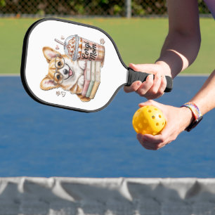 Corgis Books and Iced Coffee for Dog Pickleball Paddle