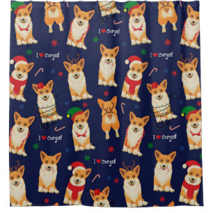 Corgis Christmas: Festive Vintage Pattern Shower Curtain