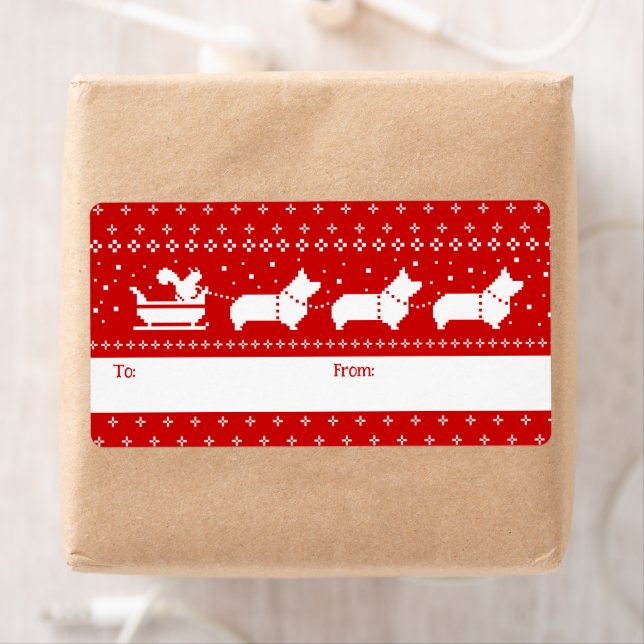 Corgis Christmas Sleigh Dogs Holiday To From (Insitu)