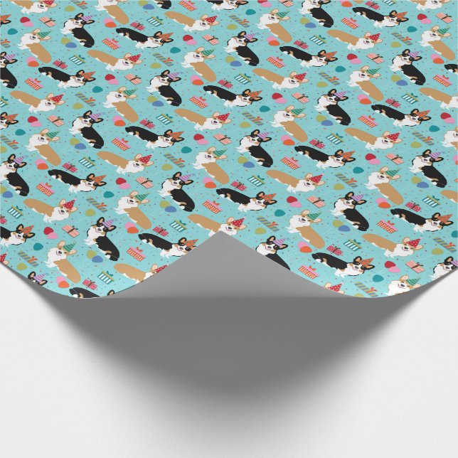 Corgis Dog Birthday Wrapping Paper (Corner)