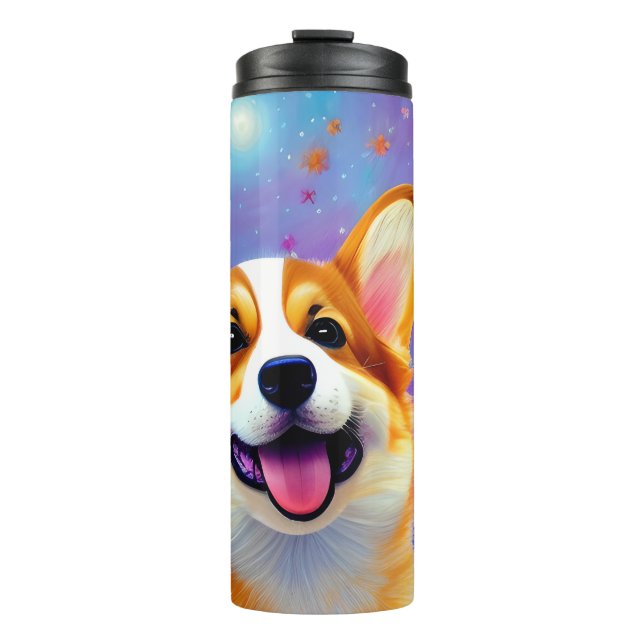 Corgi's Floral World Thermal Tumbler (Front)