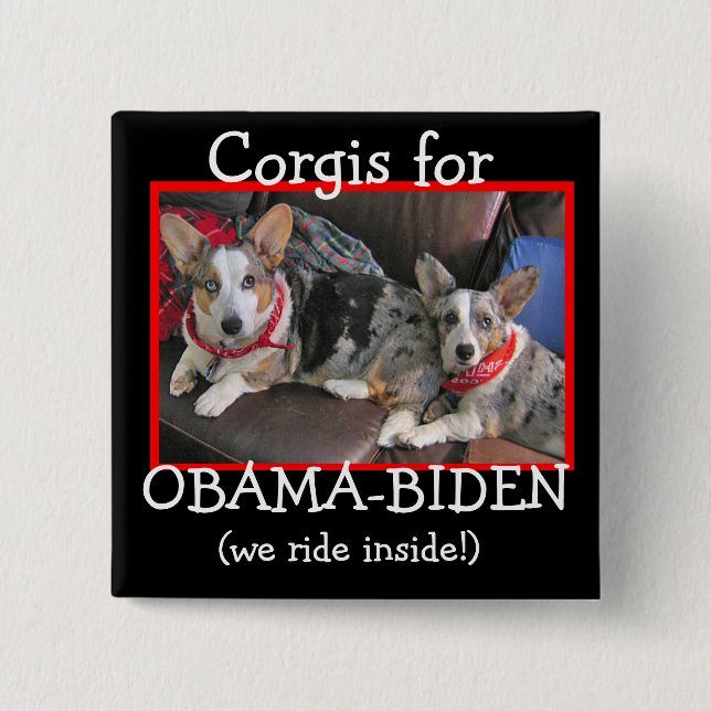 Corgis for Obama-Biden 15 Cm Square Badge (Front)