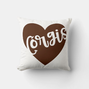 CORGIS - HEART WITH PAW TYPOGRAPHY CUSHION