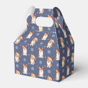 Corgis in Santa Hats and Snowflakes Pattern Favour Box