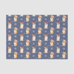 Corgis in Santa Hats and Snowflakes Pattern Tissue Paper