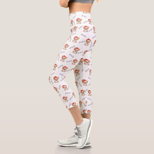 Corgis in Santa Hats Christmas Pattern Capri Leggings