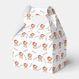 Corgis in Santa Hats Christmas Pattern Favour Box