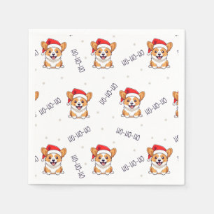 Corgis in Santa Hats Christmas Pattern Napkin