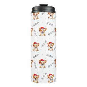 Corgis in Santa Hats Christmas Pattern Thermal Tumbler