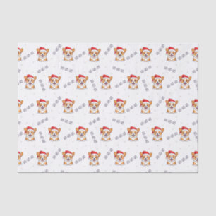 Corgis in Santa Hats Christmas Pattern Tissue Paper
