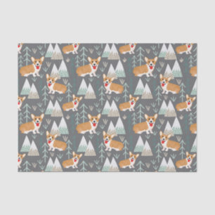 Corgis in the Mountains and Forest Pattern Tissue Paper