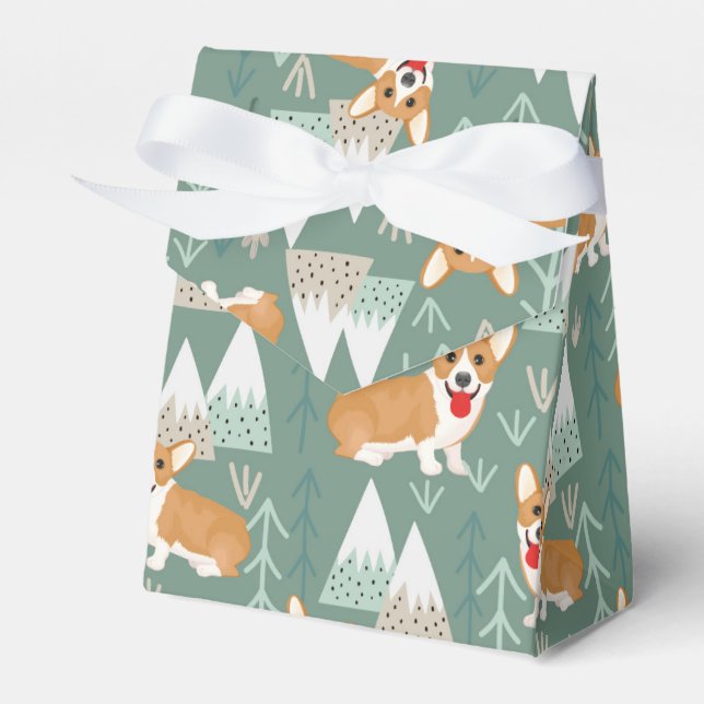 Corgis in the Mountains Forest Pattern Favour Box (Front Side)