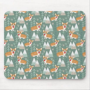 Corgis in the Mountains Forest Pattern Mouse Mat
