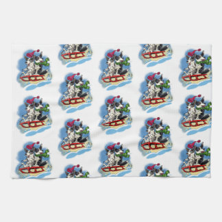 Corgis in the snow tea towel