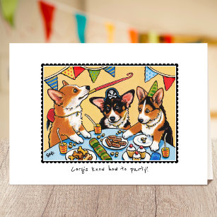 Corgis know how to Party! Birthday Dog Custom Card